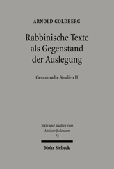 Cover of 'Rabbinische Texte als Gegenstand der Auslegung'