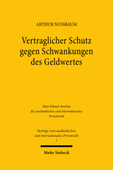 Cover of 'Vertraglicher Schutz gegen Schwankungen des Geldwertes'