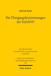 Cover of 'Die Übergangsbestimmungen der EuErbVO'