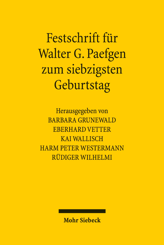 Cover of 'Festschrift für Walter G. Paefgen zum siebzigsten Geburtstag'